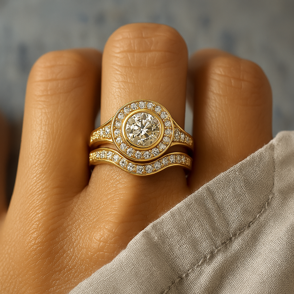 Alana - Stylish Gold Rhinestone Combo Ring