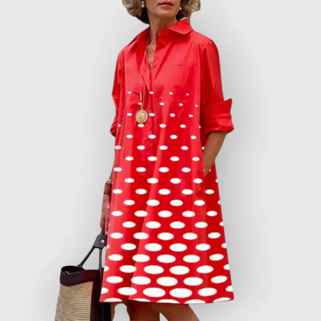 Adelia | Elegant Midi Dress with Polka Dots