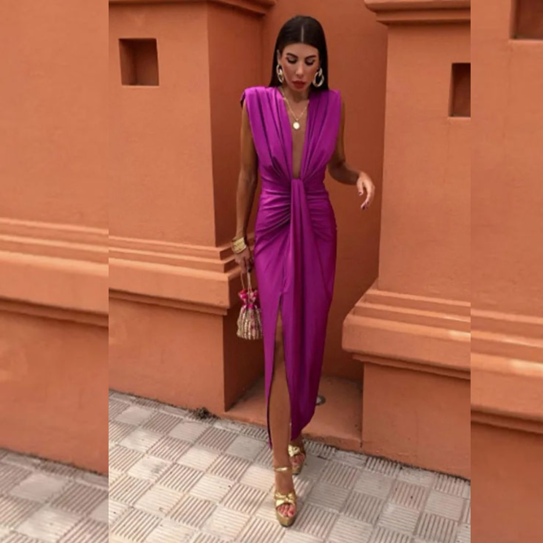 Isabella | Deep V-Neck Party Dress