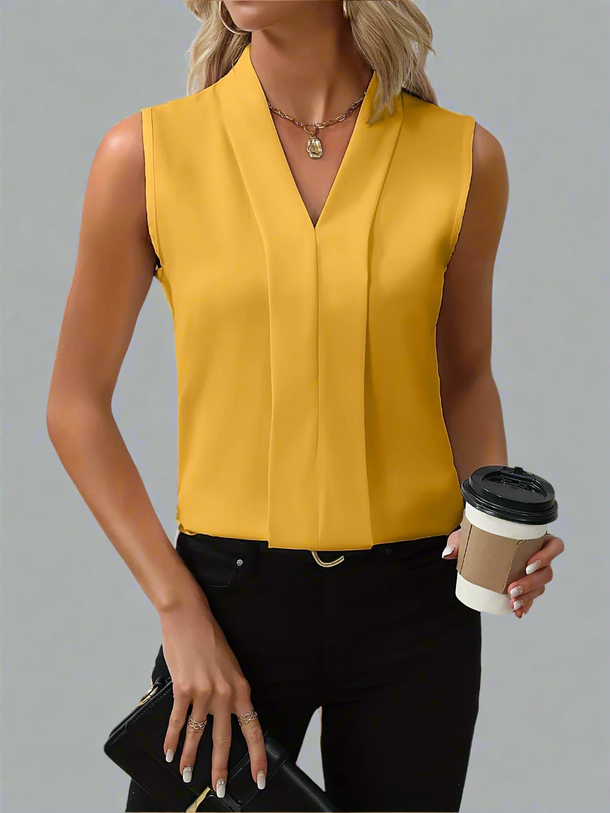 Romenah – Sleeveless V-Neck Dress for Everyday Elegance